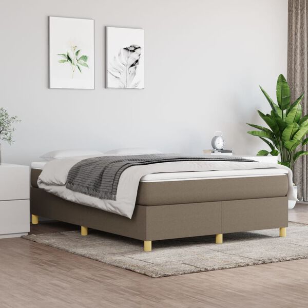 vidaXL Sommier &agrave; lattes de lit avec matelas Taupe 140x190 cm Tissu