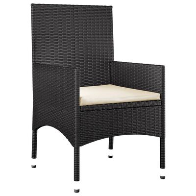 vidaXL Salon de jardin 4 pcs avec coussins Noir Résine tressée