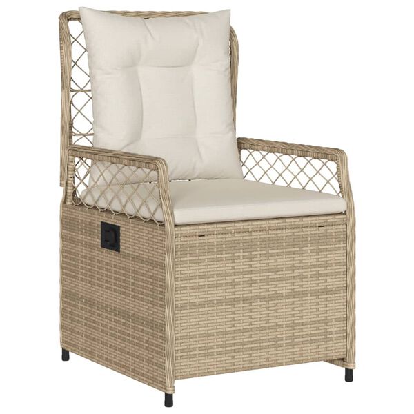 vidaXL Ensemble &agrave; manger de jardin et coussins 3 pcs Beige poly rotin