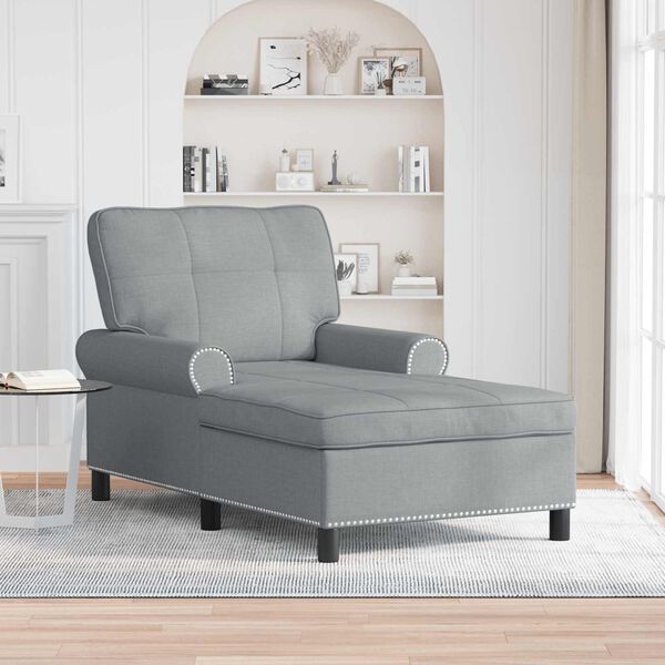 vidaXL Chaise longue avec coussin Gris clair 91 x 157 x 91 cm tissu