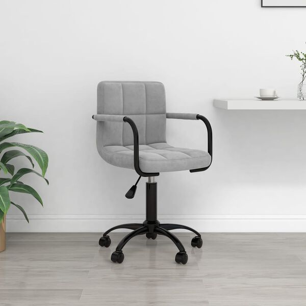 vidaXL Chaise pivotante de bureau Gris clair Velours