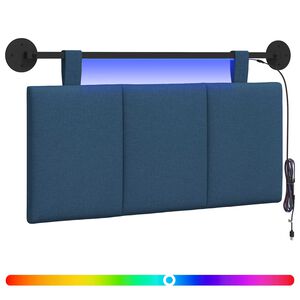 vidaXL T&ecirc;te de lit suspendue Avec lumi&egrave;re LED Bleu Tissu