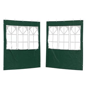 vidaXL Mur de tente de f&ecirc;te 2 pi&egrave;ces 200 x 195 cm Vert PE et acier