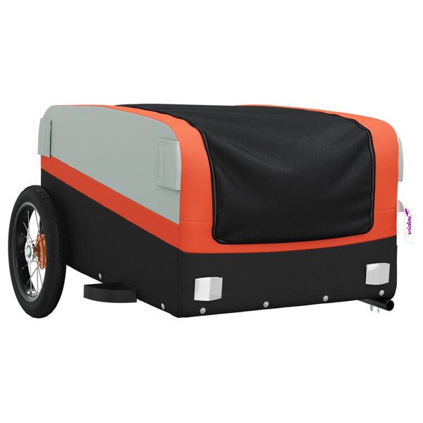vidaXL Remorque de v&eacute;lo noir et orange 30 kg fer