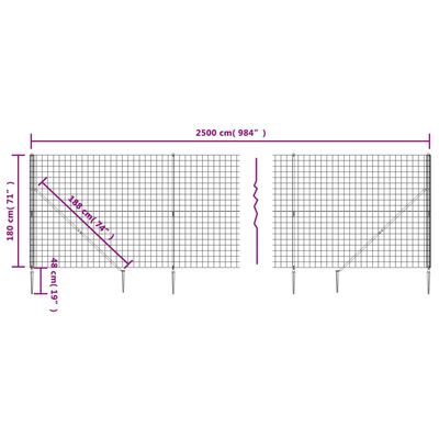 vidaXL Clôture en treillis métallique et piquet d'ancrage vert 1,8x25m