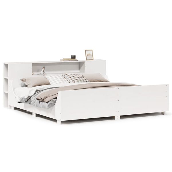 vidaXL Cadre de lit sans matelas blanc 200x200 cm bois massif de pin