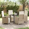 vidaXL Ensemble de salle &agrave; manger pour jardin 5 pcs Beige polyrotin