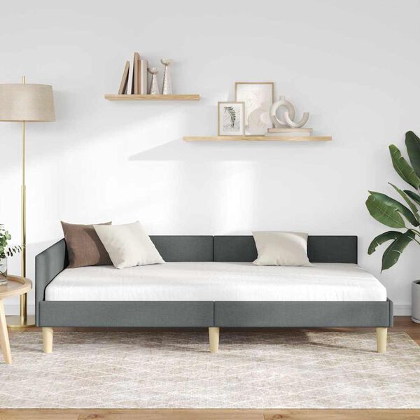 vidaXL Cadre de lit d'angle Gris fonc&eacute; 80 x 200 cm tissu