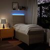 vidaXL Sommier &agrave; lattes de lit avec matelas Cr&egrave;me 100x200 cm Tissu
