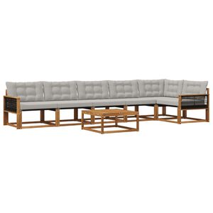 vidaXL Ensemble de canap&eacute;s d'ext&eacute;rieur 7 pcs Naturel et gris clair
