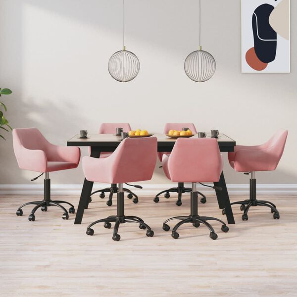 vidaXL Chaises pivotantes &agrave; manger lot de 6 Rose Velours