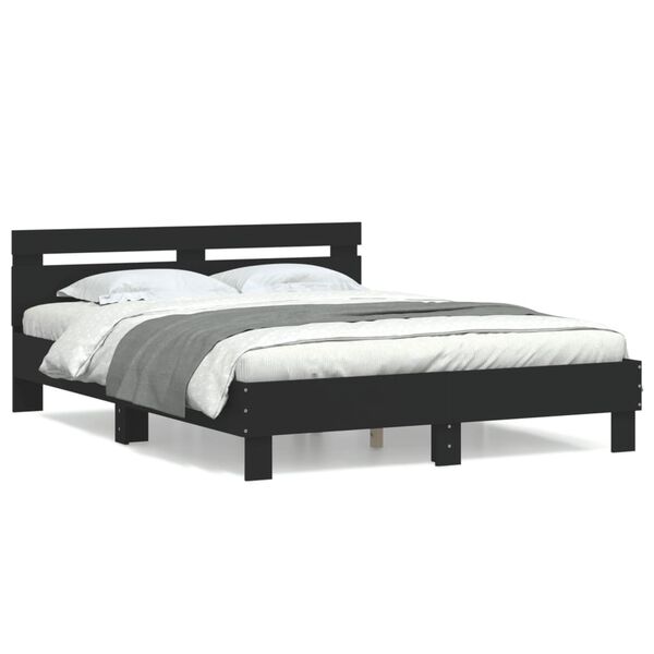 vidaXL Cadre de lit sans matelas noir 140x190 cm