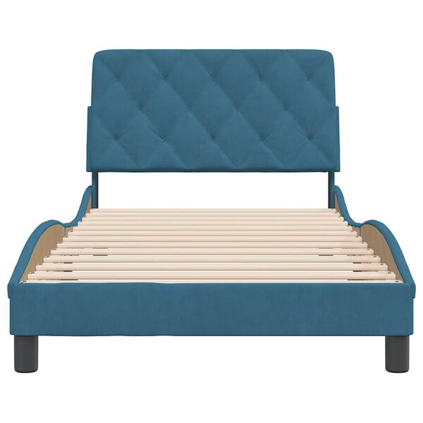 vidaXL Cadre de lit sans matelas bleu 100x200 cm velours
