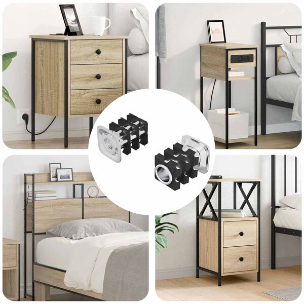 vidaXL Insert de tube filet&eacute; 2 pcs Noir et argent Acier galvanis&eacute;