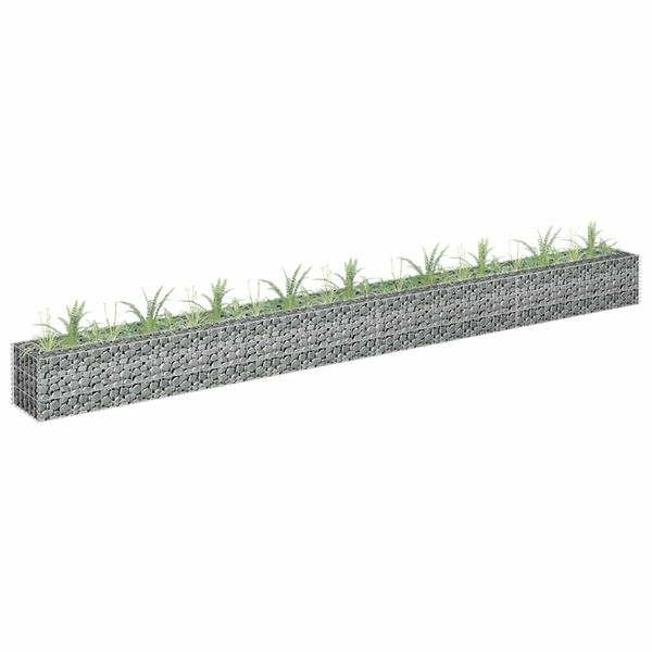 vidaXL Lit sur&eacute;lev&eacute; &agrave; gabion Acier galvanis&eacute; 360x30x30 cm