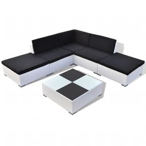 vidaXL Salon de jardin 6 pcs avec coussins R&eacute;sine tress&eacute;e Blanc