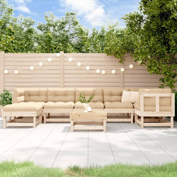 vidaXL Salon de jardin 8 pcs Bois de pin massif
