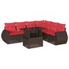 vidaXL Ensemble de canap&eacute; de jardin 7 pcs avec coussins marron r&eacute;sine tress&eacute;e