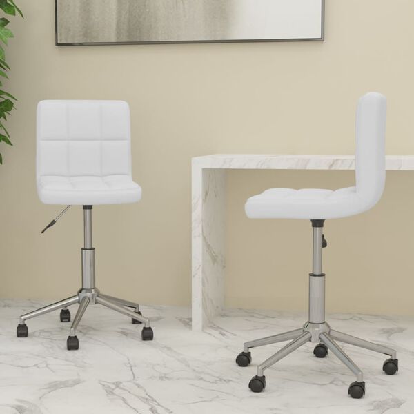 vidaXL Chaises pivotantes &agrave; manger lot de 2 blanc similicuir