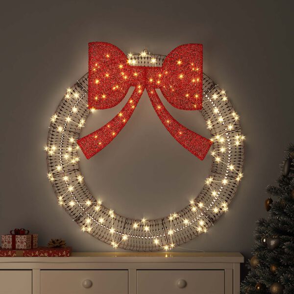 vidaXL Couronne avec 80 LED Blanc chaud 91 x 91 x 9 cm PET