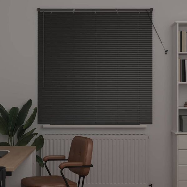 vidaXL Store de Fen&ecirc;tre avec des rideaux Noir Aluminium