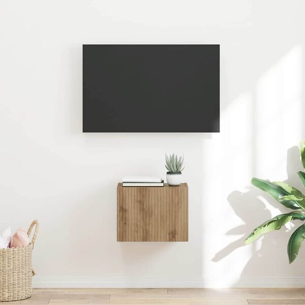 vidaXL Meuble TV mural Montage mural Ch&ecirc;ne artisan 60 x 31 x 29.5 cm