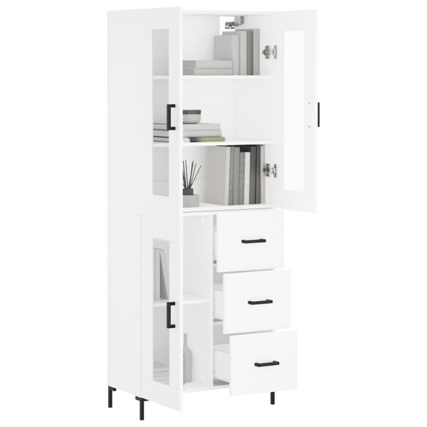 vidaXL Buffet haut Blanc 69,5x34x180 cm Bois d'ing&eacute;nierie