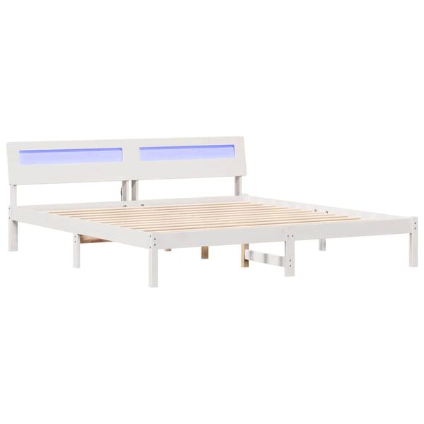 vidaXL Cadre de lit avec t&ecirc;te de lit Blanc 180 x 200 cm Pin massif