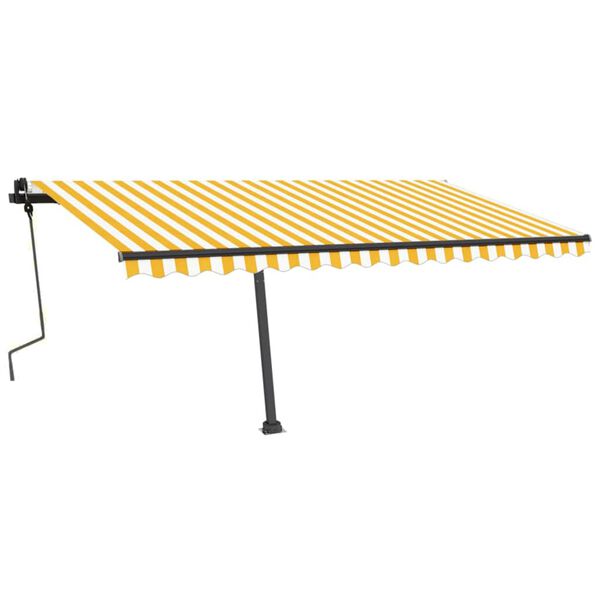vidaXL Auvent manuel r&eacute;tractable sur pied 450x350 cm Jaune/Blanc