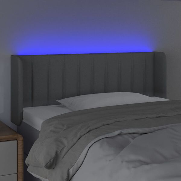 vidaXL T&ecirc;te de lit &agrave; LED Gris clair 83x16x78/88 cm Tissu
