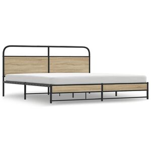 vidaXL Cadre de lit en m&eacute;tal sans matelas ch&ecirc;ne fum&eacute; 183x213 cm