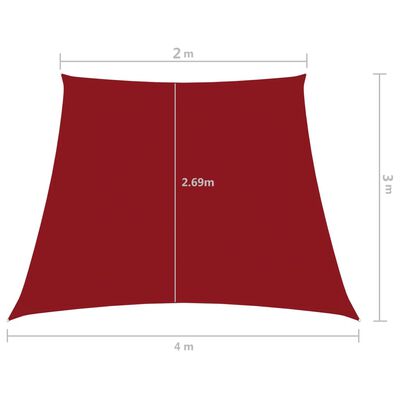 vidaXL Voile de parasol Tissu Oxford trapèze 3/4x2 m Rouge
