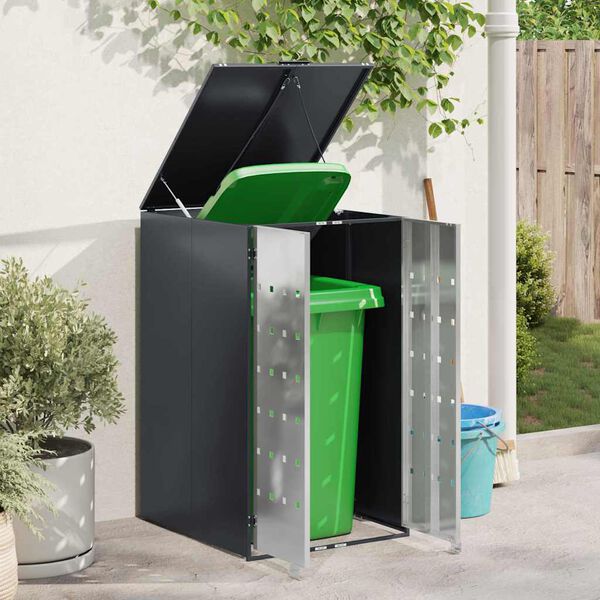 vidaXL Stockage de Poubelle &agrave; Roulettes avec Couvercle &agrave; Gaz Relevable pour Poubelle de 240L