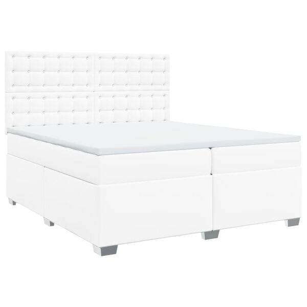 vidaXL Sommier &agrave; lattes de lit avec matelas Blanc 200x200cm Similicuir