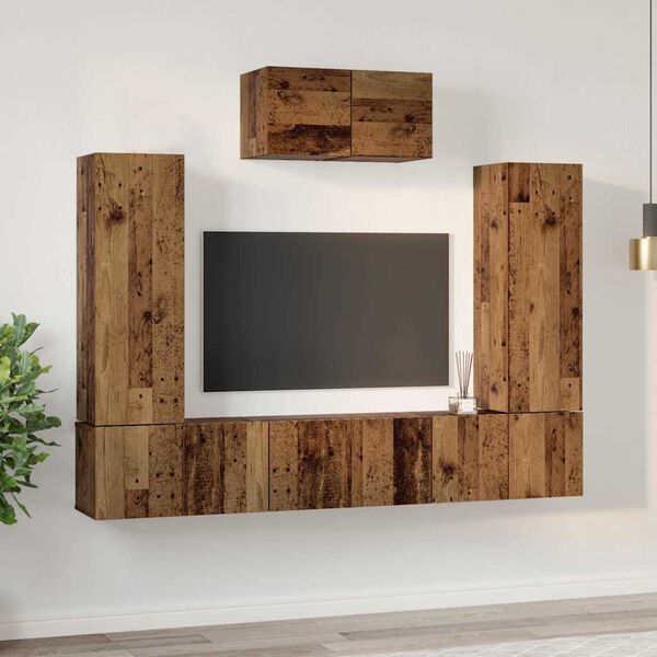 vidaXL Ensemble meuble TV 7 pcs Bois Ancien Bois d'ing&eacute;nierie