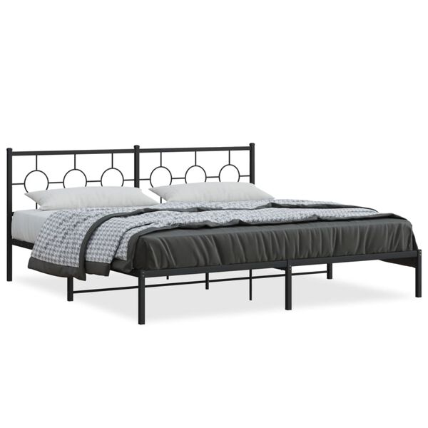 vidaXL Cadre de lit métal sans matelas avec tête de lit noir 200x200cm
