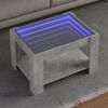 vidaXL Table basse avec LED gris b&eacute;ton 73x53x45 cm bois d'ing&eacute;nierie