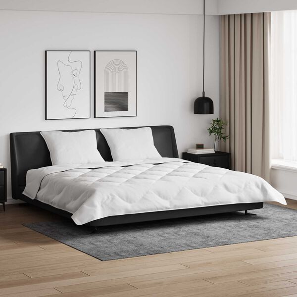 vidaXL Couette avec Oreillers 3 pcs Blanc Microfibre et Plumes D'oie