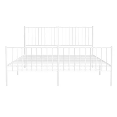 vidaXL Cadre de lit métal sans matelas et pied de lit blanc 150x200 cm