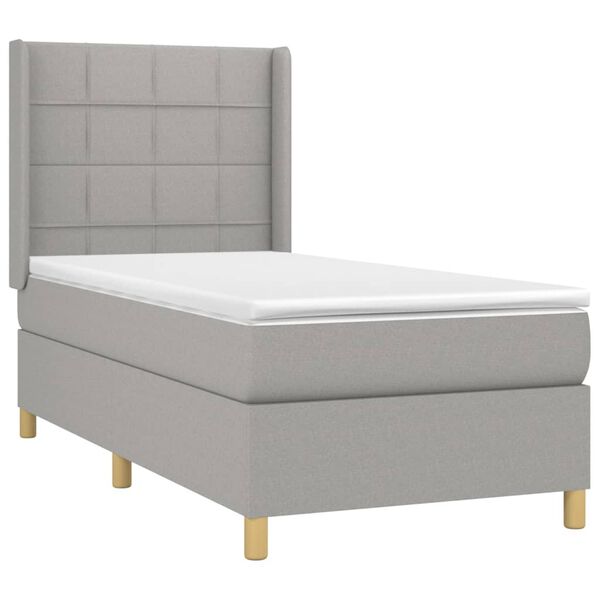 vidaXL Sommier &agrave; lattes de lit matelas LED Gris clair 90x200cm Tissu