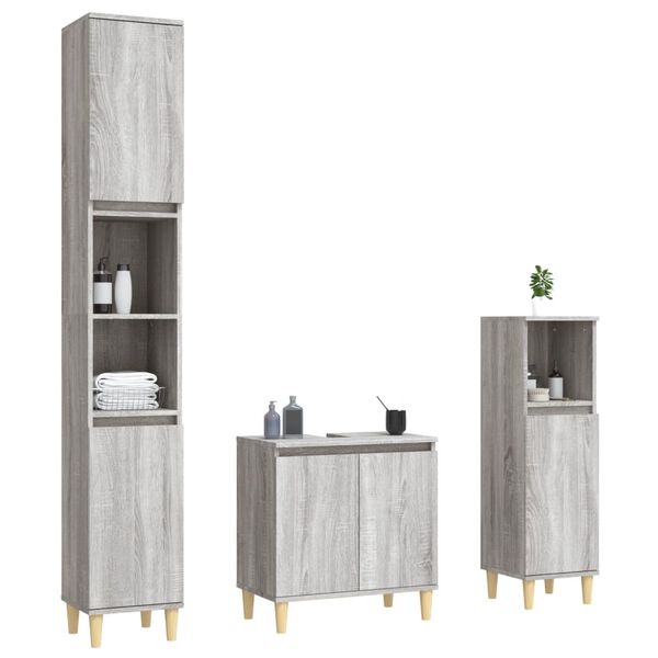 vidaXL Ensemble de meubles de salle de bain 3 pcs Sonoma gris