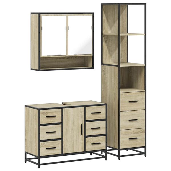 vidaXL Ensemble de meubles de salle de bain 3 pcs ch&ecirc;ne sonoma