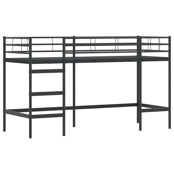 vidaXL Lit mezzanine pour enfants Noir 99,5 x 190 cm Acier