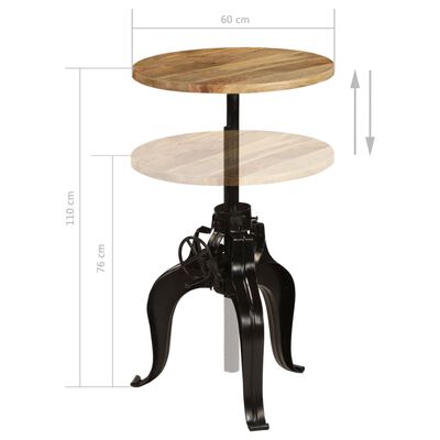 vidaXL Table de bar Bois de manguier massif 60 x (76-110) cm