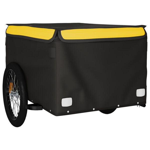 vidaXL Remorque de v&eacute;lo noir et jaune 45 kg fer