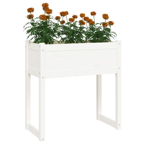 vidaXL Jardini&egrave;re Blanc 78x40x81 cm Bois massif de pin