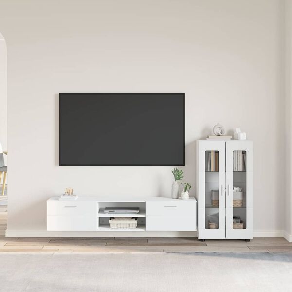 vidaXL Ensemble meuble TV avec tiroir Blanc Bois d'ing&eacute;nierie
