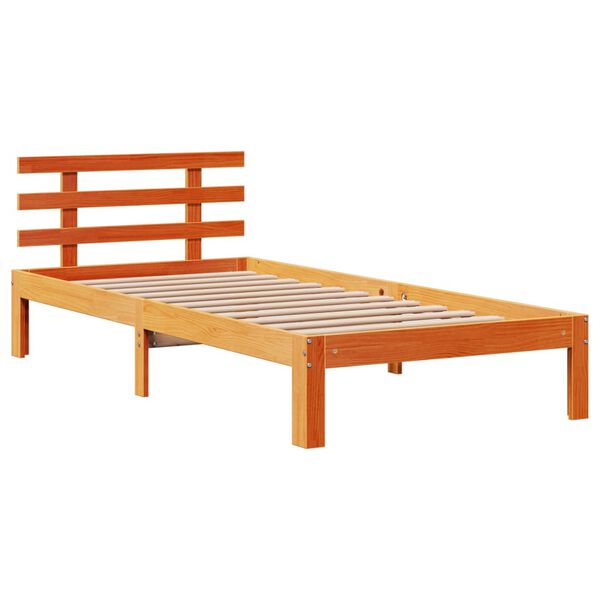 vidaXL Cadre de lit et t&ecirc;te de lit sans matelas cire marron 100x200 cm