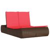 vidaXL Chaise longue double avec coussins marron r&eacute;sine tress&eacute;e