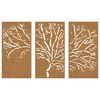 vidaXL Décorations murales jardin 3 pcs 105x55 cm design d'arbre acier
